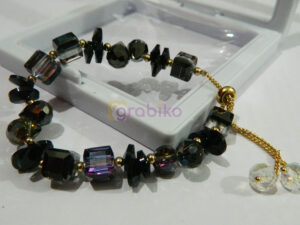 elegant black crystal bead adjustable bracelet for women