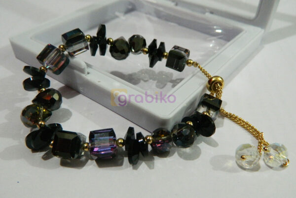 elegant black crystal bead adjustable bracelet for women