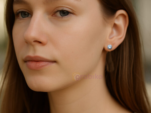 Blue Crystal, Silver Stud & Gold Hoop Earrings Set