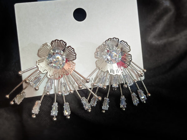 Stainless Steel American Diamond Floral Earring