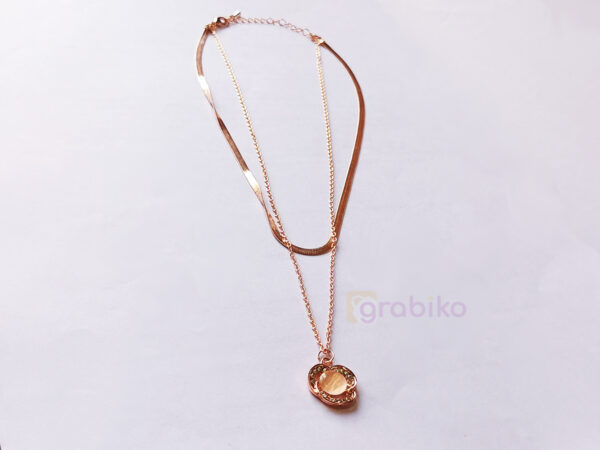 Rose gold two layered necklace with gemstone pendant