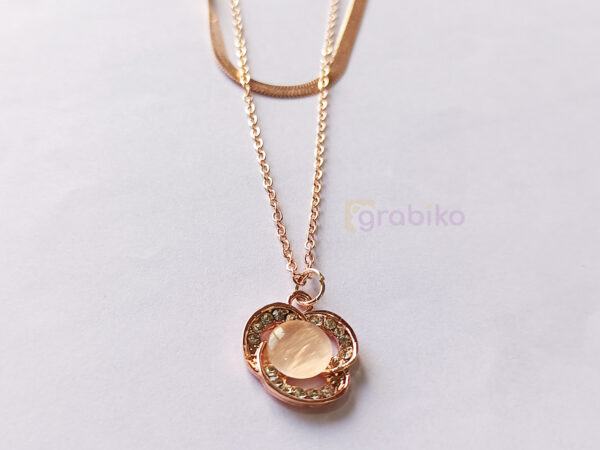 Rose gold two layered necklace with gemstone pendant