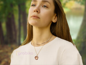 Rose gold two layered necklace with gemstone pendant