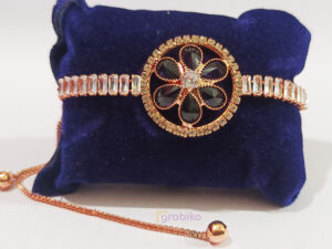 rose gold floral charm bracelet with sparkling crystals