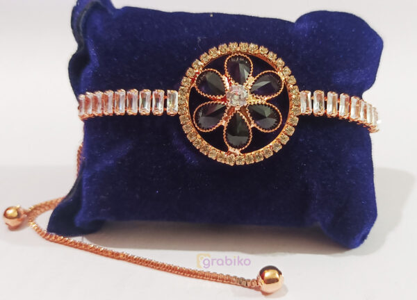 rose gold floral charm bracelet with sparkling crystals